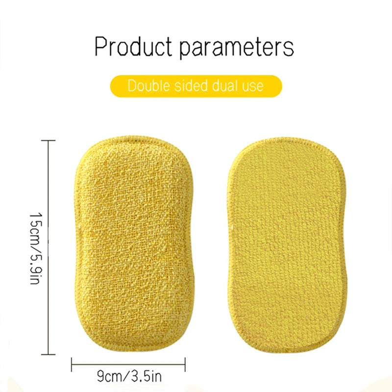 5Pcs Double-Sided Microfiber Kitchen Sponge Non-Scratch Dish Washers Multi-Purpose Rag