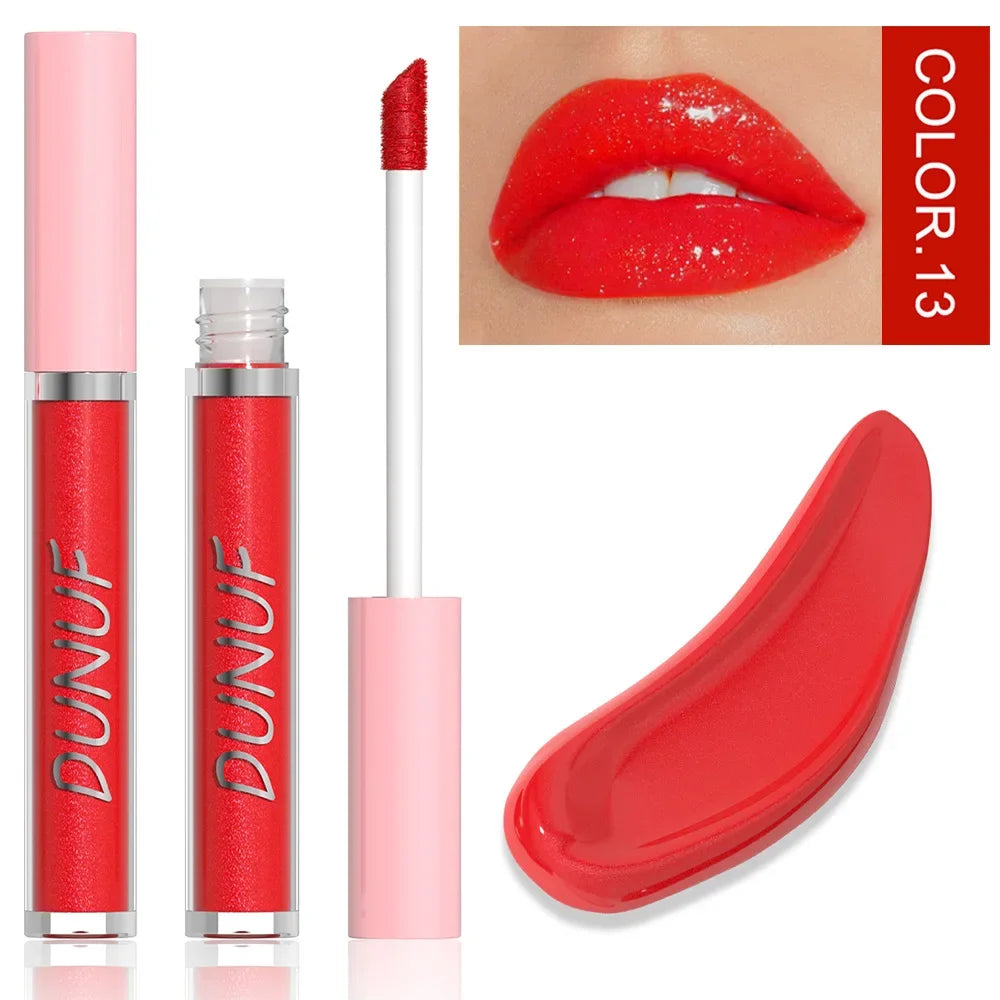Highly Pigmented Hydrating Lip Gloss with Mirror - 16 Colors for Sexy Lips