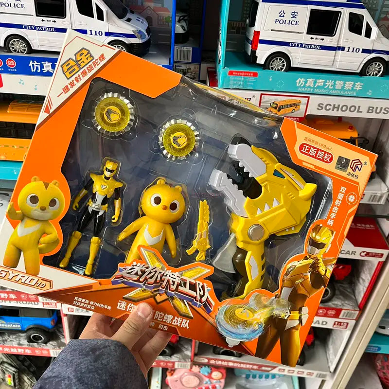 Children's Secret Service Team Mini Force Battle Toy Set - Rotating Wire Pulling Action