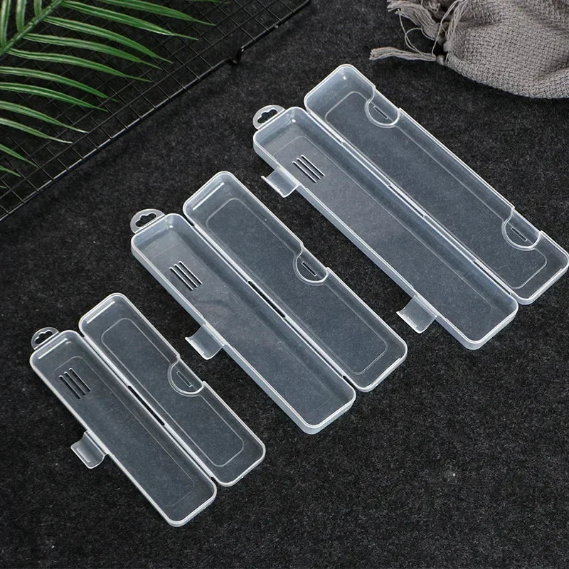 Portable Makeup Brush Organizer with Cover - Transparent Plastic Storage Box for Vanity and Travel