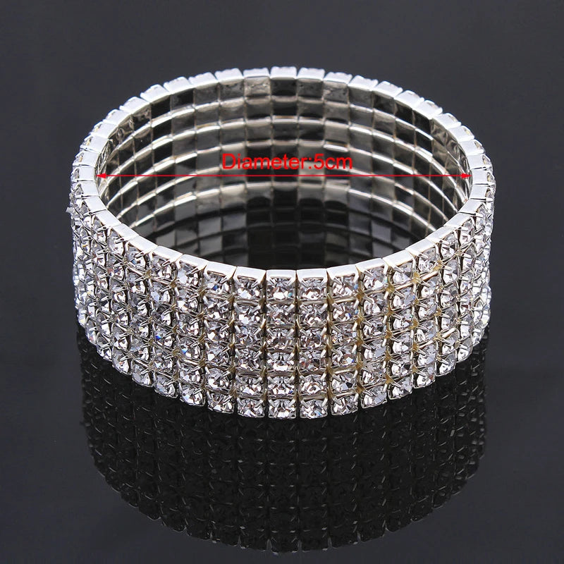 Elegant Rhinestone Crystal Stretch Wristband for Women and Girls - Bridal Wedding Jewelry