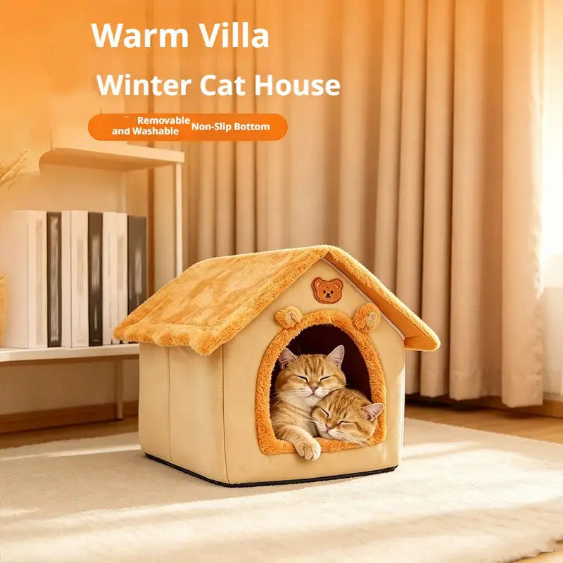 Warm Winter Pet House for Small Dogs and Cats - Washable & Detachable