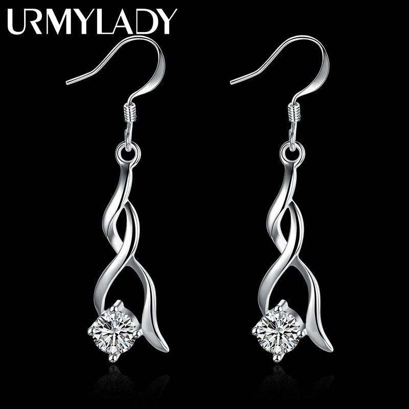 925 Sterling Silver Drop Earrings for Women - Elegant Crystal Jewelry, Christmas Gift