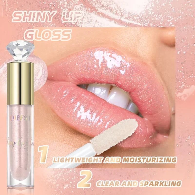 Glitter Lip Gloss Long Lasting Moisturizing Lipstick with Diamond Shine