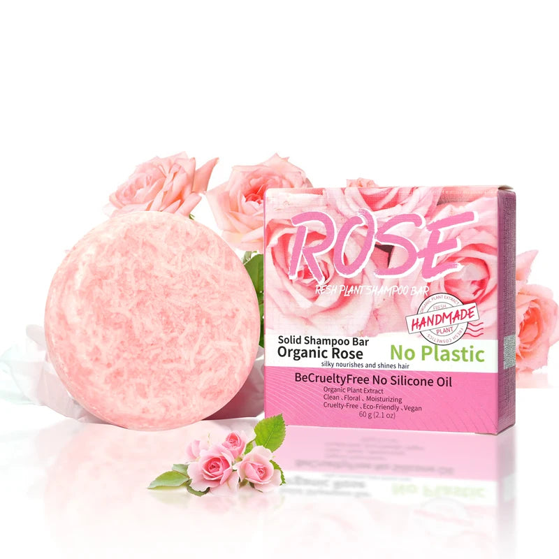 Pink Rose Nourishing Handmade Shampoo Soap with Essential Oil - Floral Fragrance