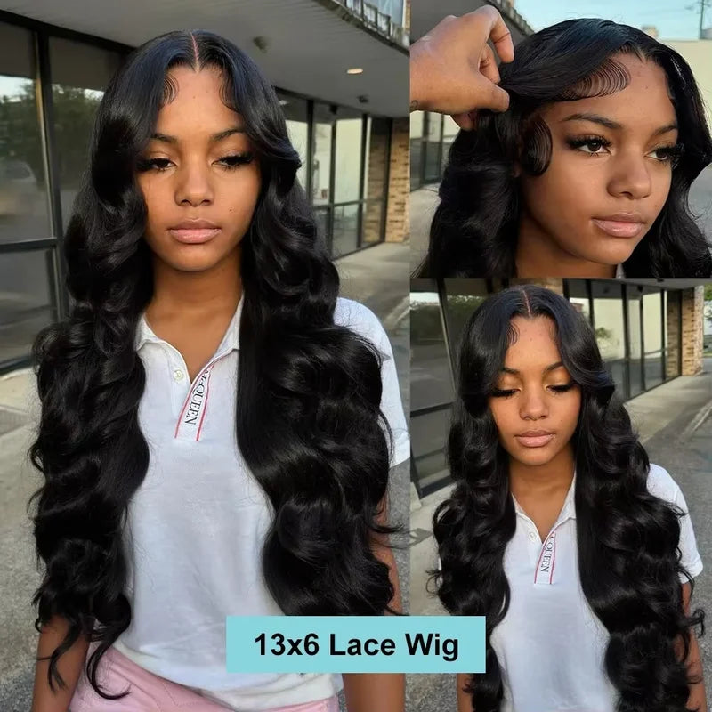 Natural Long Body Wave Human Hair Wig 13x6 360 HD Lace Frontal 40-46 Inch
