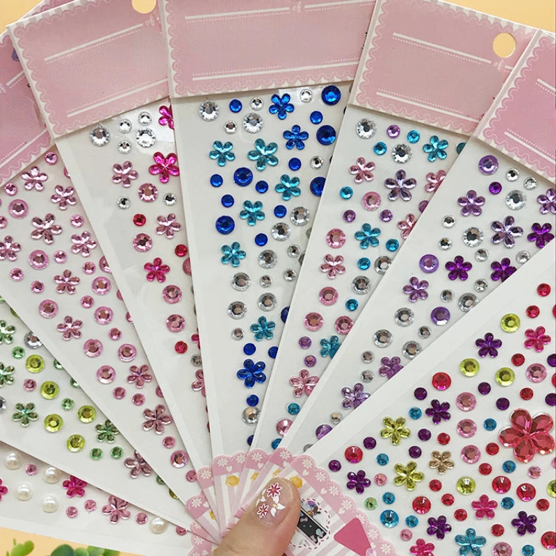 Kids Face Art Stickers with Rhinestones - Temporary Makeup Tattoos, 100% High Quality