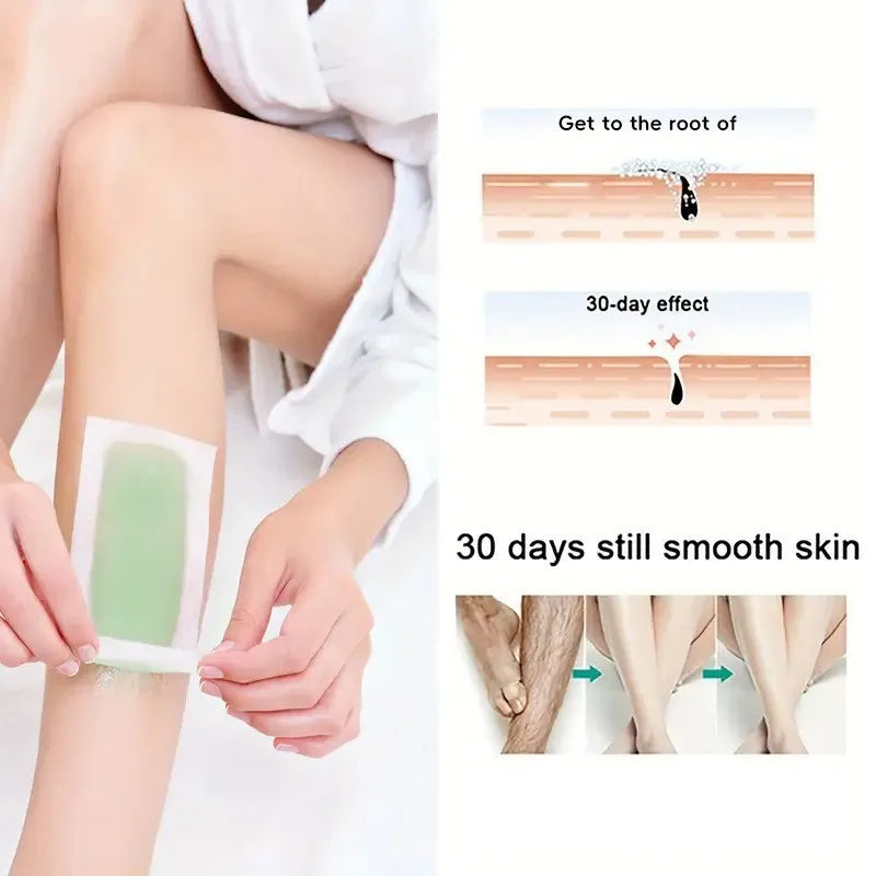 Painless Hair Removal Strips Kit for Face, Eyebrows, Arms & Legs - Quick & Gentle