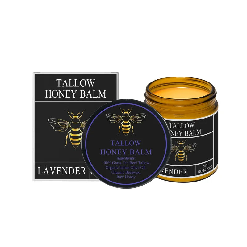 Organic Beef Tallow Face Cream with Raw Honey & Olive Oil - Hydrating Body Moisturizer