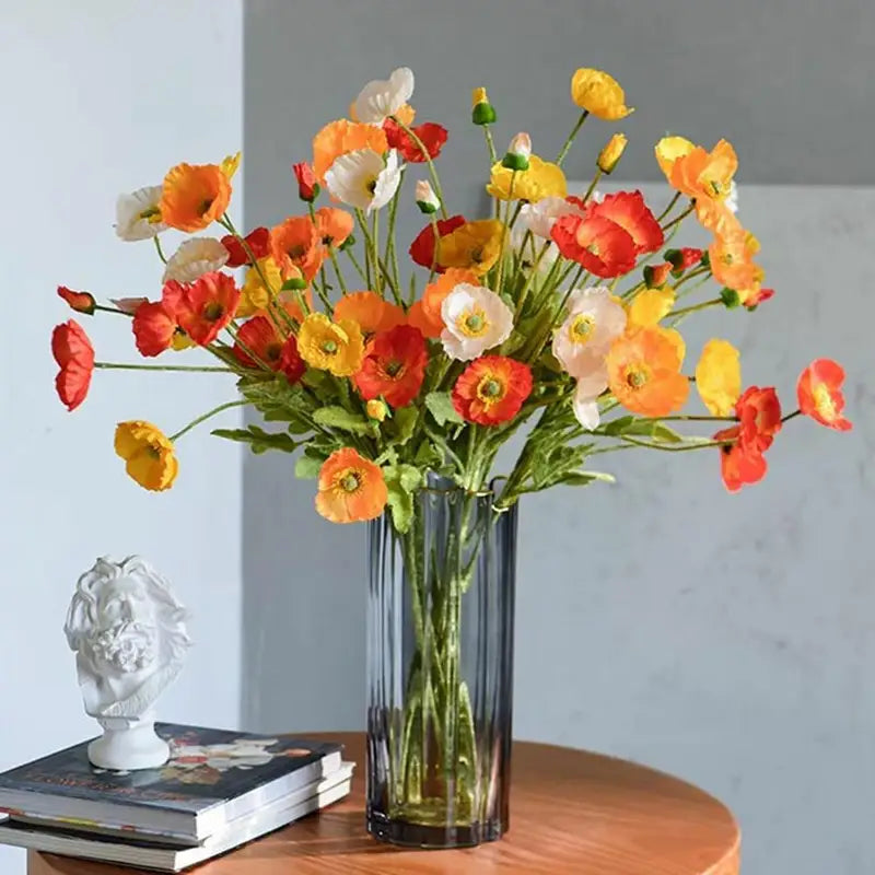 Artificial Poppy Flowers Bouquet - Silk Fake Flowers for Home & Wedding Decor