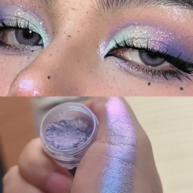 Glitter Eyeshadow Powder - Long Lasting Chrome & Holographic Pigment for Eye Makeup