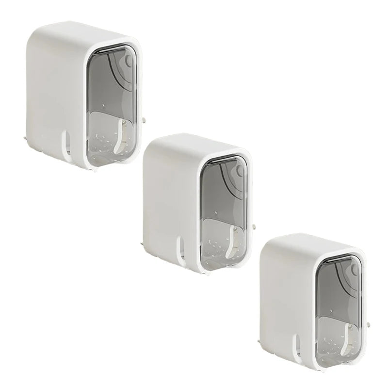 Wall-Mounted Toothbrush Storage Rack Set - Punch-Free Bathroom Organizer, 3 Pack