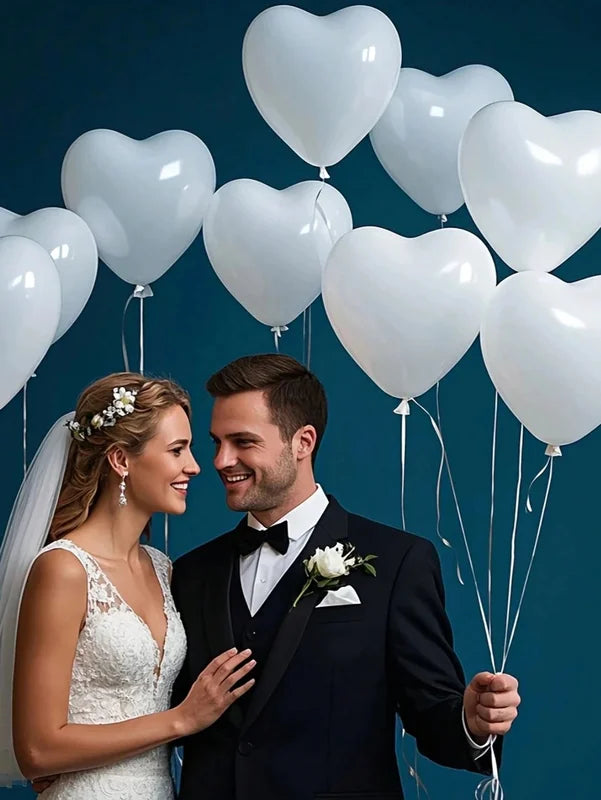 Heart-Shaped Latex Balloons Set - 10 Inches for Birthday and Valentine Decor