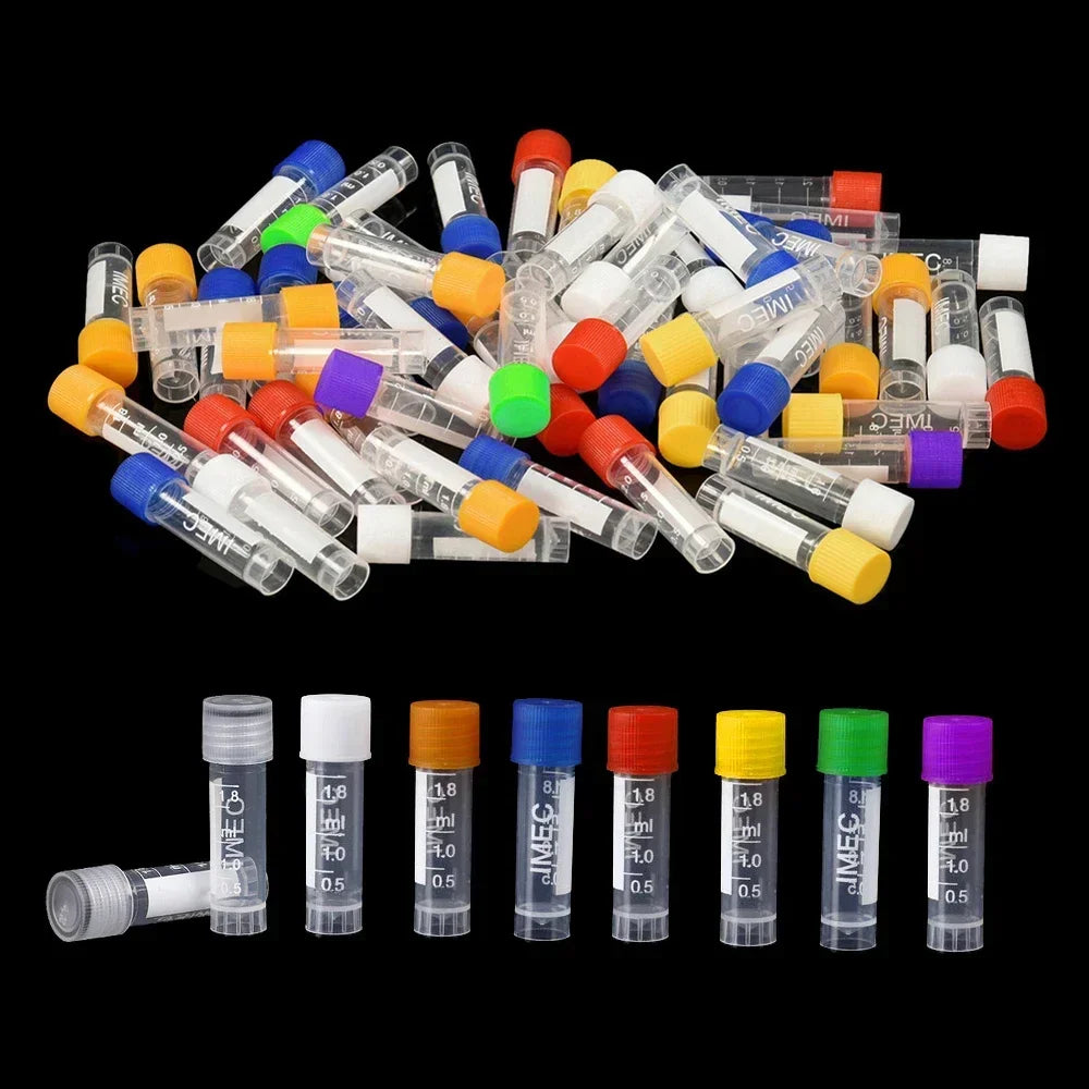 Laboratory Test Tubes Set 1-10ml with Screw Caps, Clear Sample Containers for Science & Chemistry