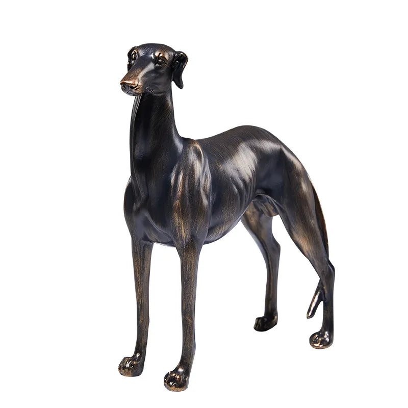 Dog Statue with Antique Bronze Finish Resin Animal Sculpture for Home & Garden Decor