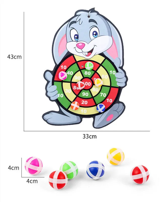 Child Montessori Educational Toy Set - Cartoon Animal Dart Board & Sticky Ball for Kids 2-4 Years