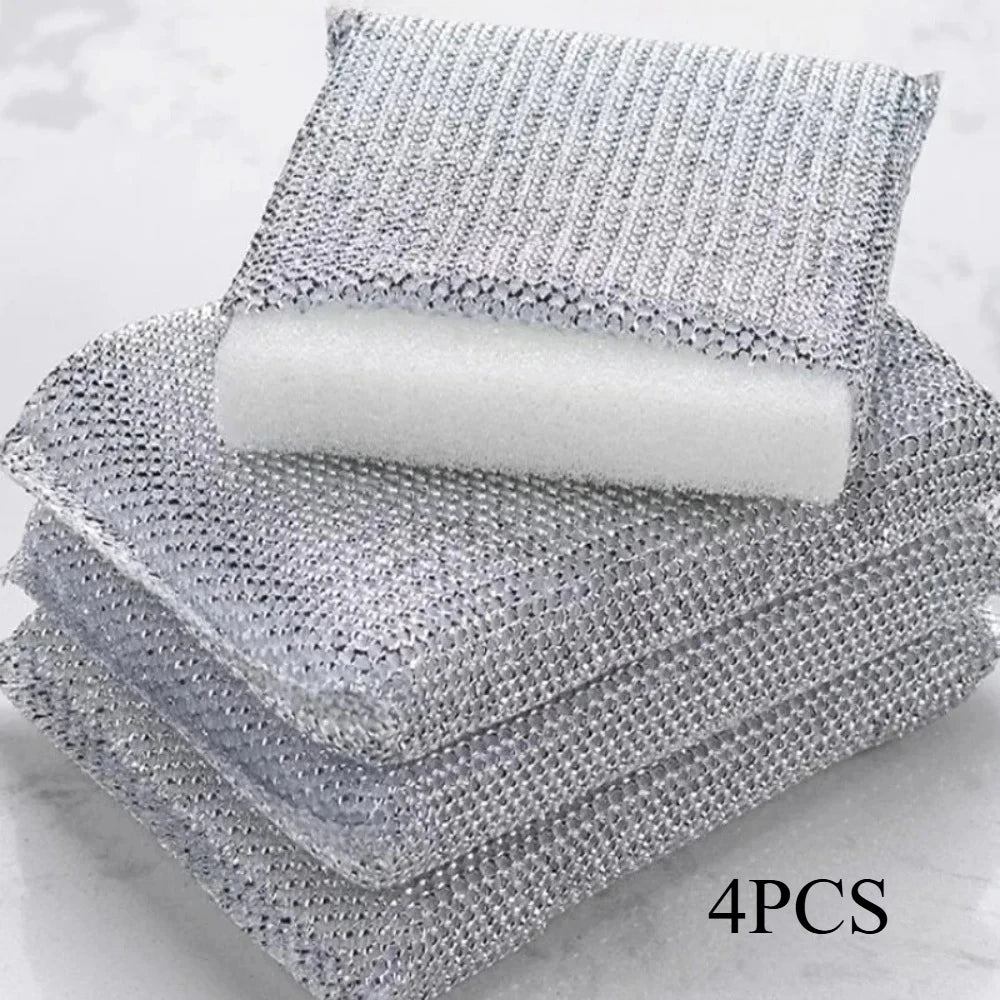 4 Pack Gentle Kitchen Sponges - Scratch-Free Cleaning Pads for Pots & Pans