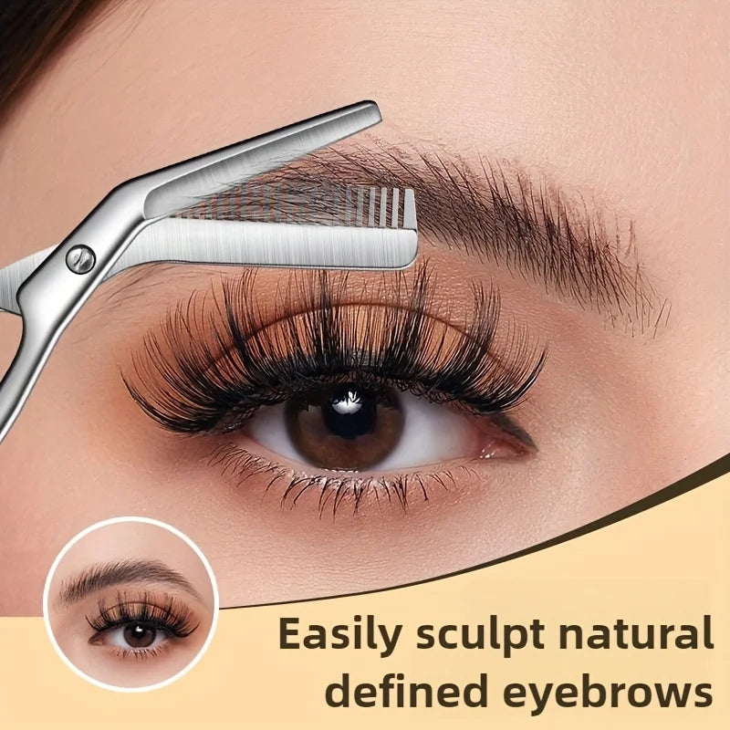 Professional Stainless Steel Eyebrow Scissors with Comb - Hypoallergenic & Ergonomic Grooming Tool
