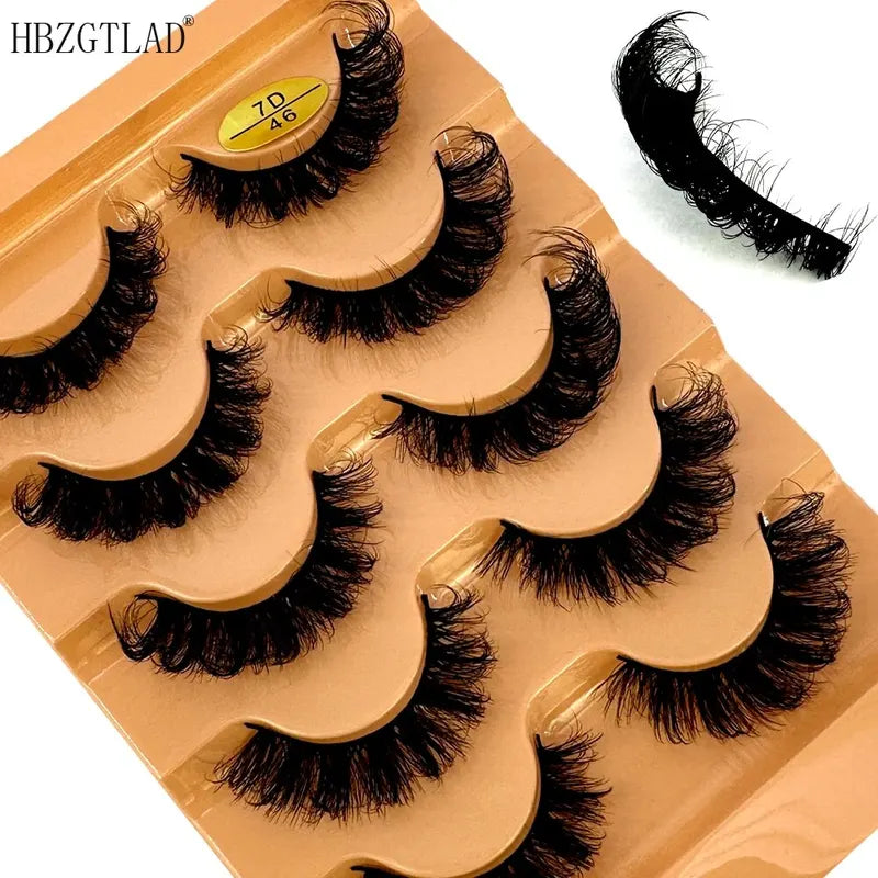 3D Natural False Eyelashes with D Curl Fluffy Style - Wispy Cross 5 Pairs