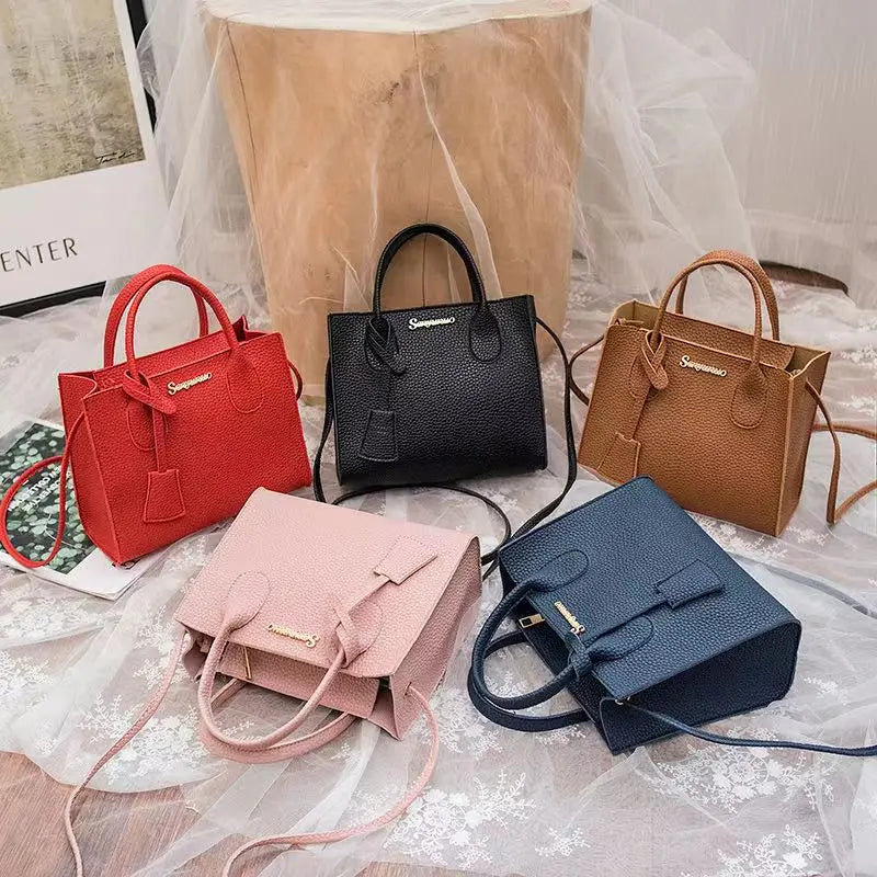 Solid Color Crossbody Handbag with Shoulder & Handheld Handles - Triple-Use Satchel Bag