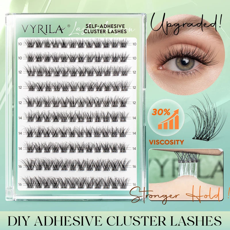 Self Adhesive Fake Eyelashes 10-16mm No Glue Needed Natural Cluster Lashes