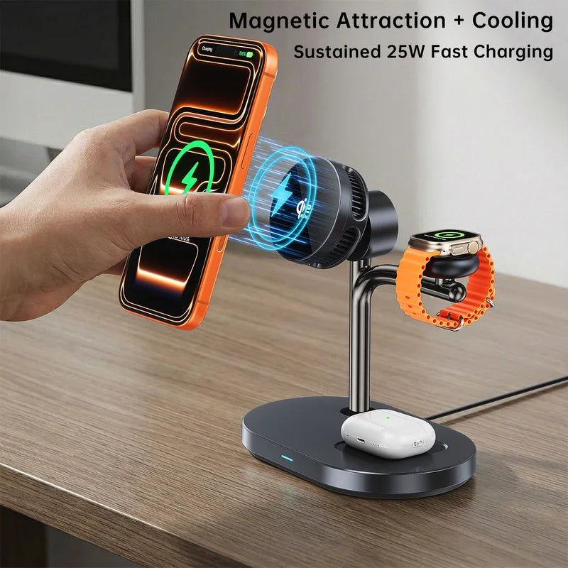 25W Wireless Charging Stand for iPhone, Samsung Galaxy, Apple Watch & Earbuds