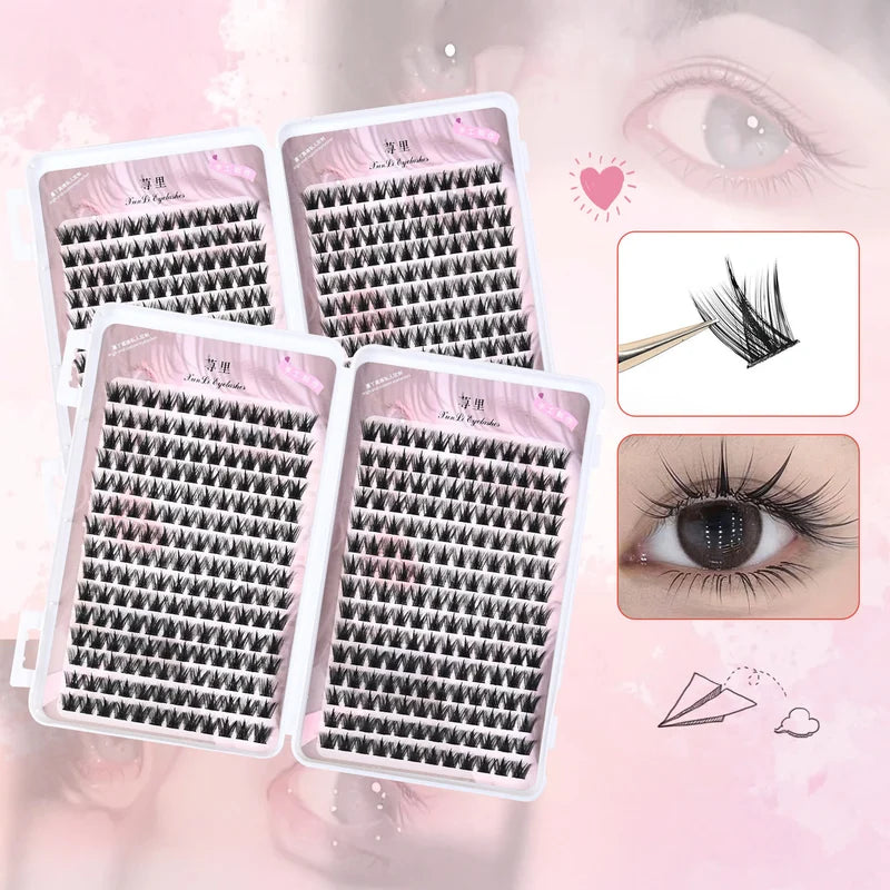 3D Wispy Fluffy Fake Eyelashes Cluster for Natural Eye Makeup DIY Lash Extension