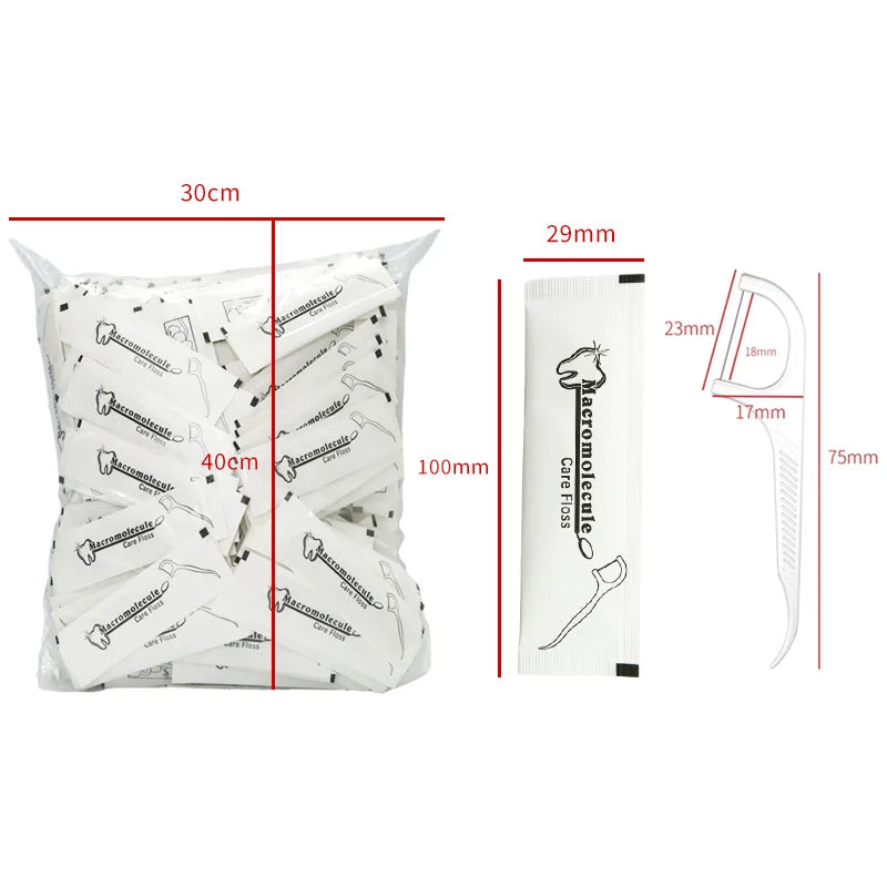 500Pcs Disposable Eco-Friendly Dental Floss Picks with Toothpick End