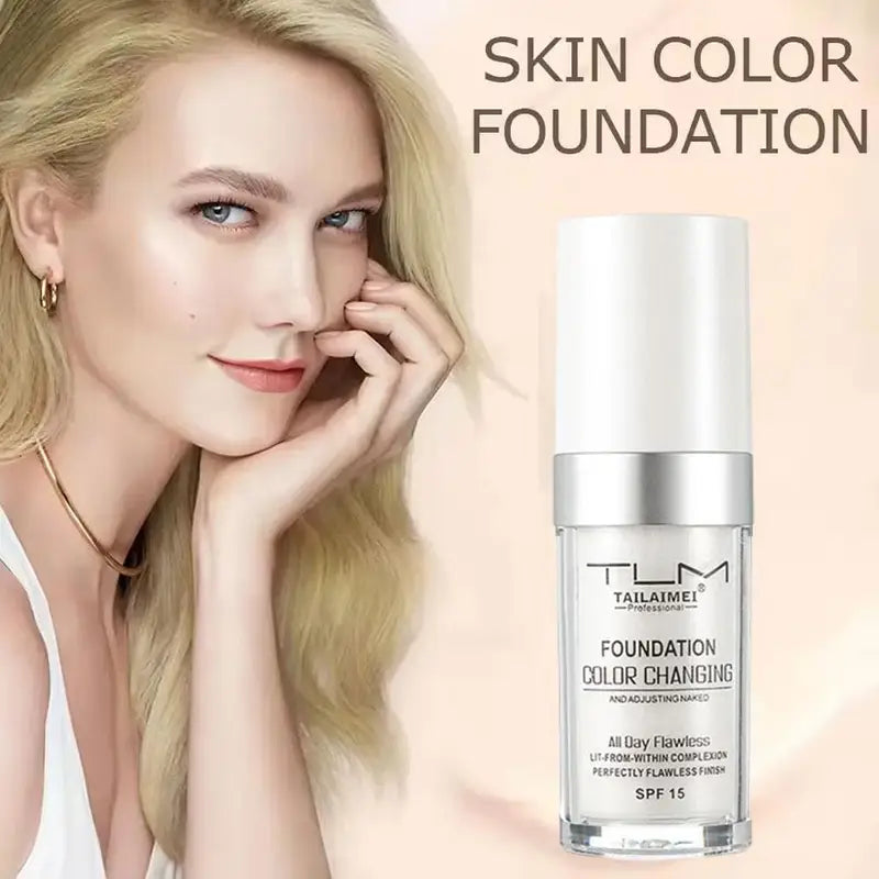 Color Changing Foundation Makeup Base - Nude Full Cover Liquid & Cream, Long Lasting 30ml