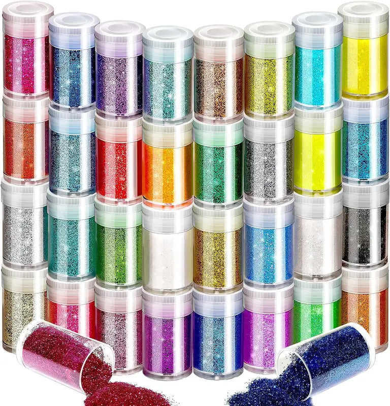 Sparkly Fine Glitter for Crafts & Nails - 32 Colors Rainbow Body & Face Glitter Powder
