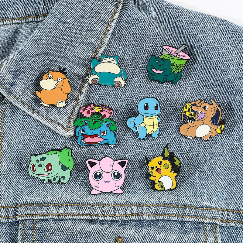 Kawaii Pokémon Lapel Pins Set - Enamel Badge Pins for Backpacks & Accessories