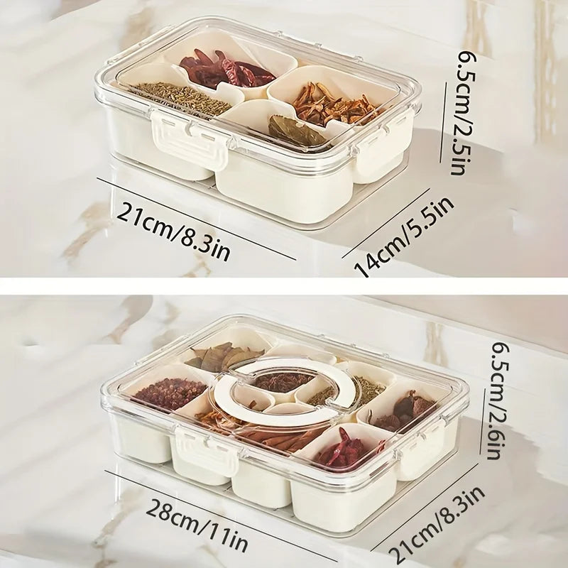 4-Grid Snack Container with Lid - Portable Food Storage & Organizer