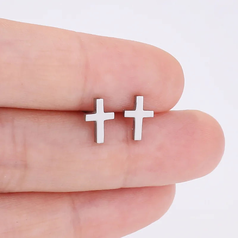 Fashion Stainless Steel Cross Earrings for Women Men - Small Gift Jewelry