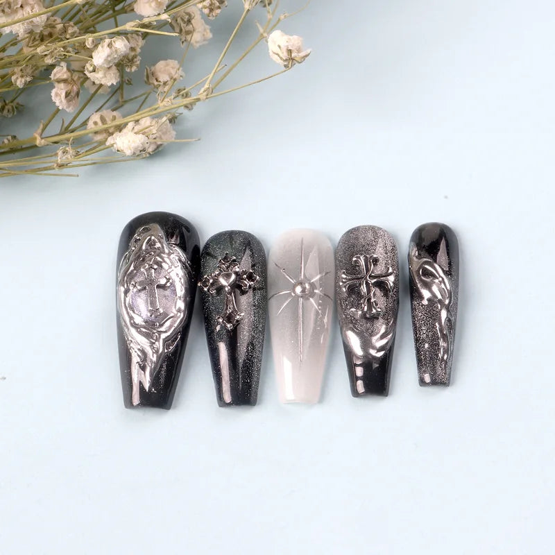 50pcs Mixed Punk Retro Cross Nail Charms for Manicure Nail Art Decoration