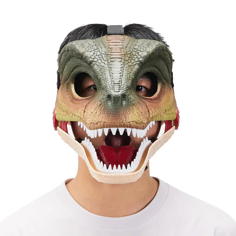 Movable Jaw Dinosaur Mask for Halloween & Cosplay - Realistic Face Cover Prop