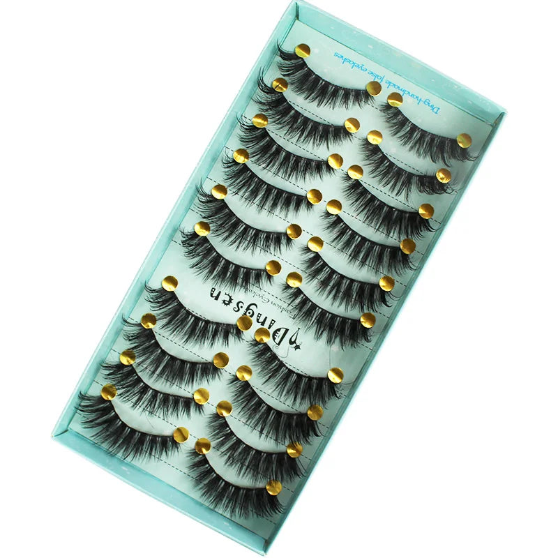 10 Pairs False 3D Fluffy Mink-Look Eyelashes - Natural, Reusable, Dramatic Volume