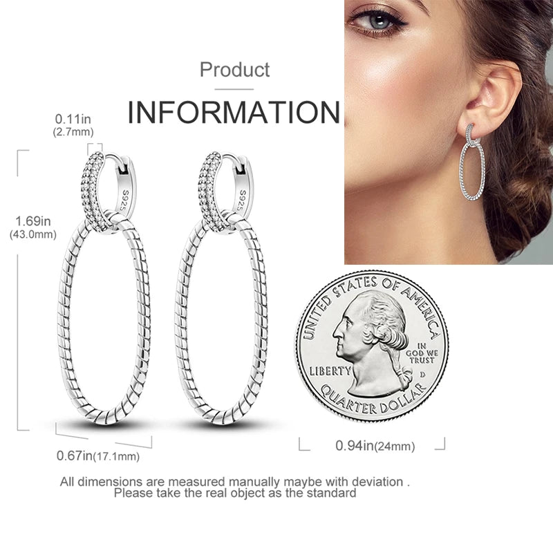 925 Sterling Silver Minimalist Pave U-Shape Hoop Earrings for Women - Gift-Ready