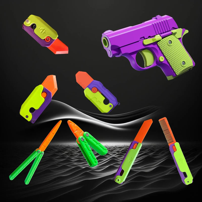 3D Printed Carrot Stress Relief Fidget Toy - Folding Butterfly Claw Knife