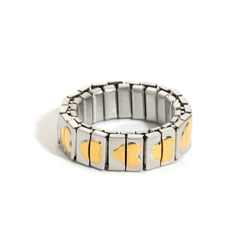Heart Rings for Women & Men Stainless Steel Jewelry Couple Gift Gold Silver