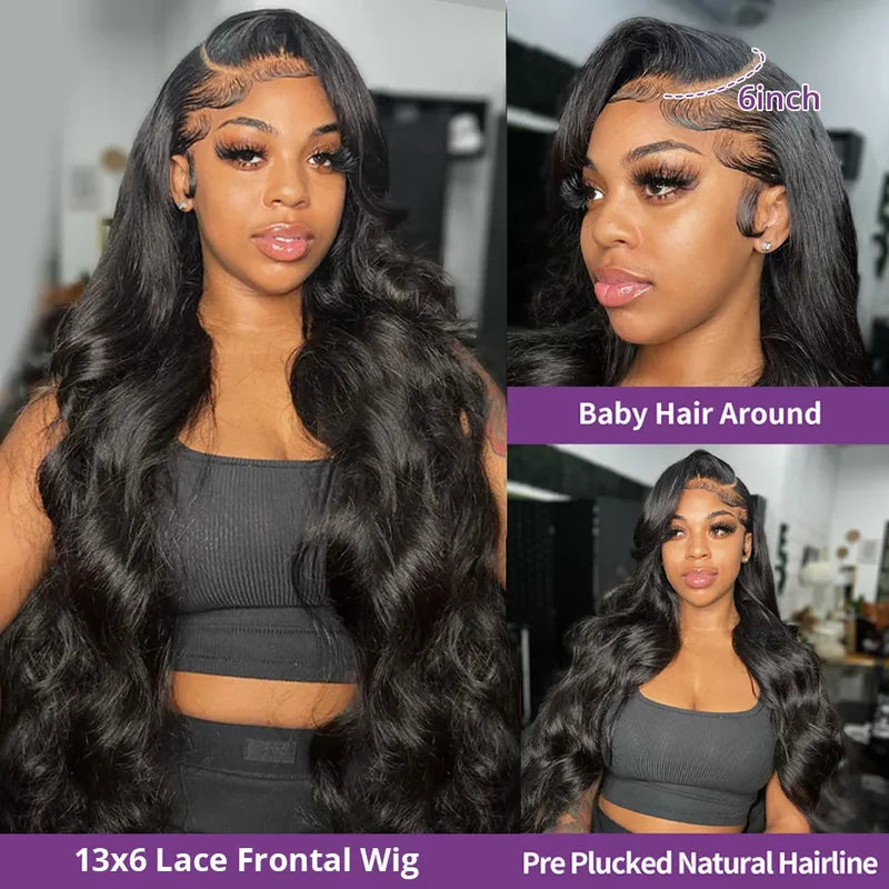 Women’s 30-46 Inch Body Wave Lace Frontal Wig Human Hair Full Head 13x4 13x6 4x4 360 Brazilian