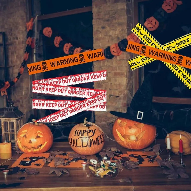 Halloween Caution Tape Barricade Line for Haunted House Party Safety Decor