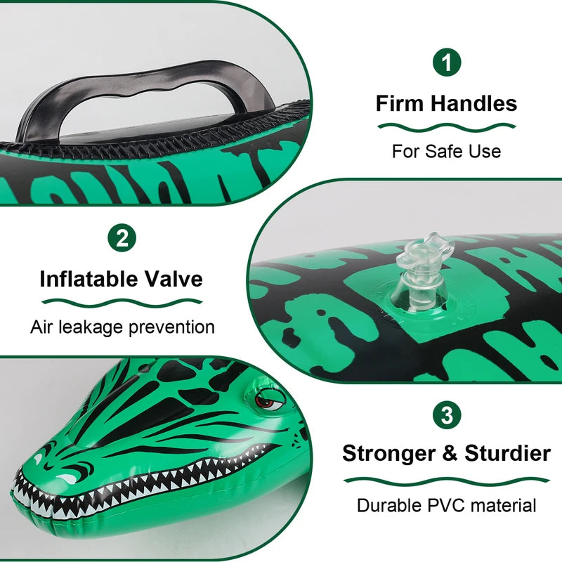Crocodile Inflatable Pool Float with Handles - Adventure-Ready Summer Ride-On
