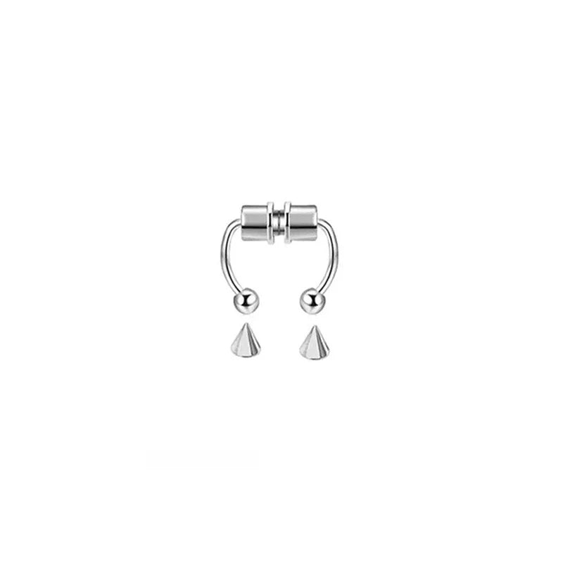 Fake Nose Ring Clips Set - Non-Piercing Magnetic Septum Jewelry for Women & Men