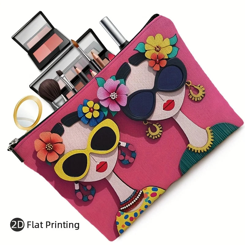 Floral Pattern Makeup Bag - Large Capacity Cosmetic Organizer for Travel & Daily Use