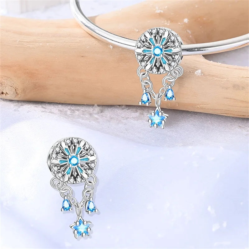 Sterling Silver Heart Shaped Charm Bead with CZ Zircon for DIY Jewelry Making