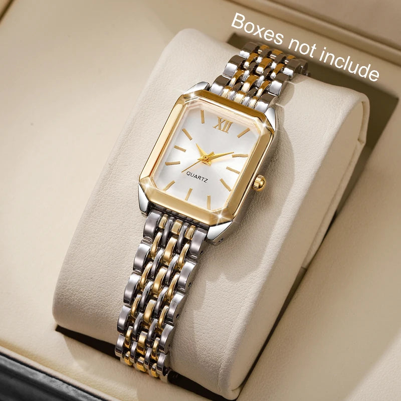 Women Quartz Wristwatch with Rectangular Roma Dial Fashion Watch for Ladies and Girls