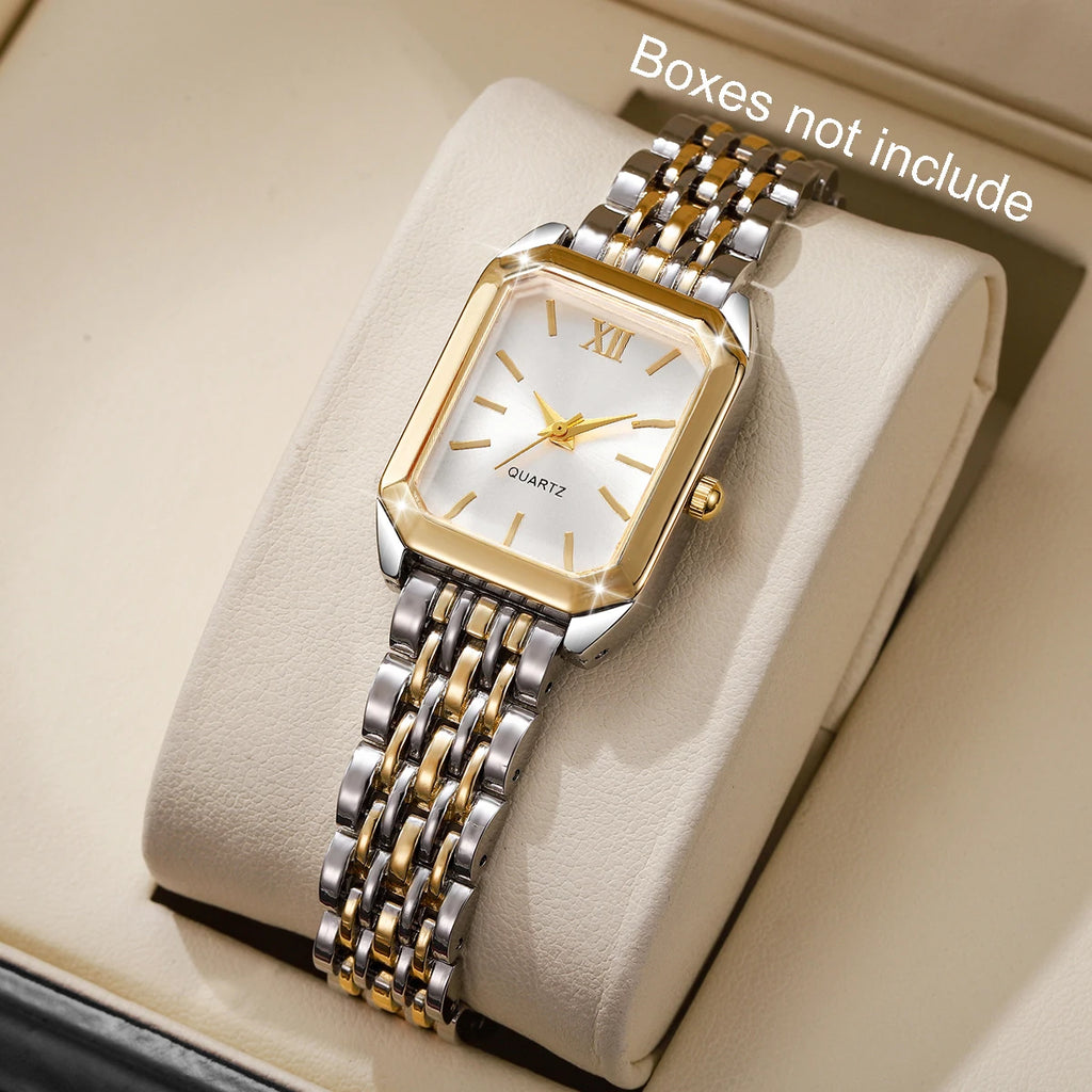 Women Quartz Wristwatch with Rectangular Roma Dial Fashion Watch for Ladies and Girls