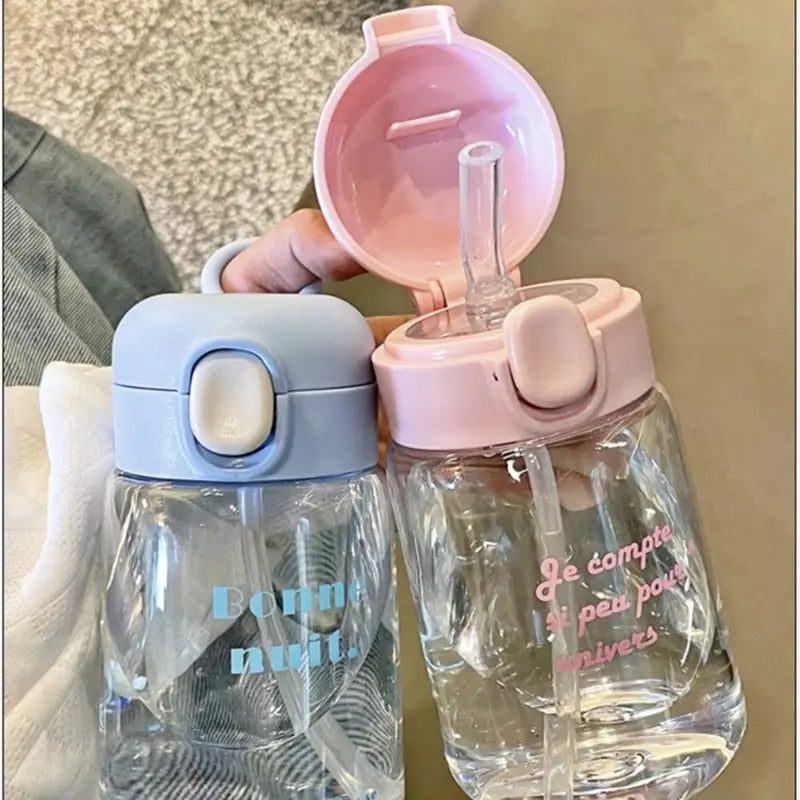 Kids Leak-Proof 400ml Cartoon Sippy Cup with Straw - Lightweight Plastic Water Bottle for Toddlers
