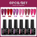 Glossy Semi-Permanent Gel Nail Polish Set - Trendy Color Block Series for Nail Art