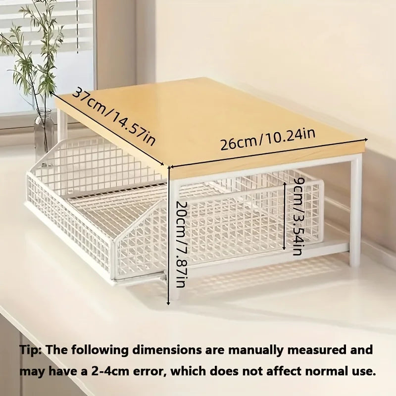 Vertical Microwave Stand with Drawer and Baking Rack - Multi-Function Kitchen Shelf